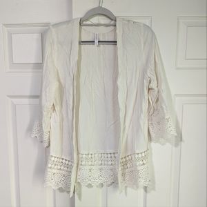 Light cardigan or beach coverup with lace details